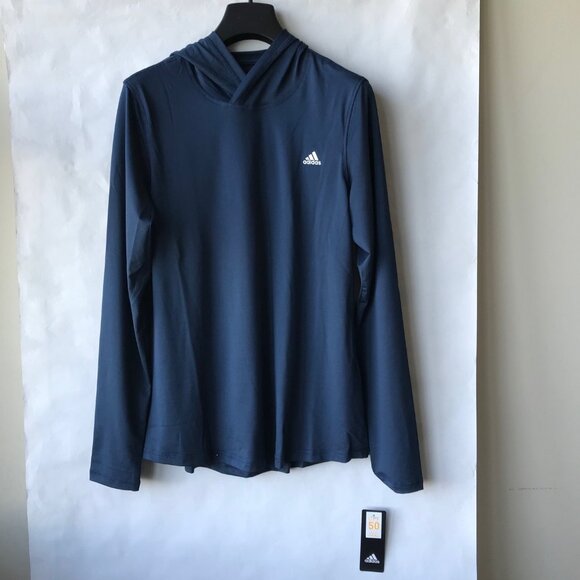 adidas Women's Baselayer  Hoodie  Long Sleeve Crew Navy NWT MSRP $65 Size : L - Picture 1 of 6